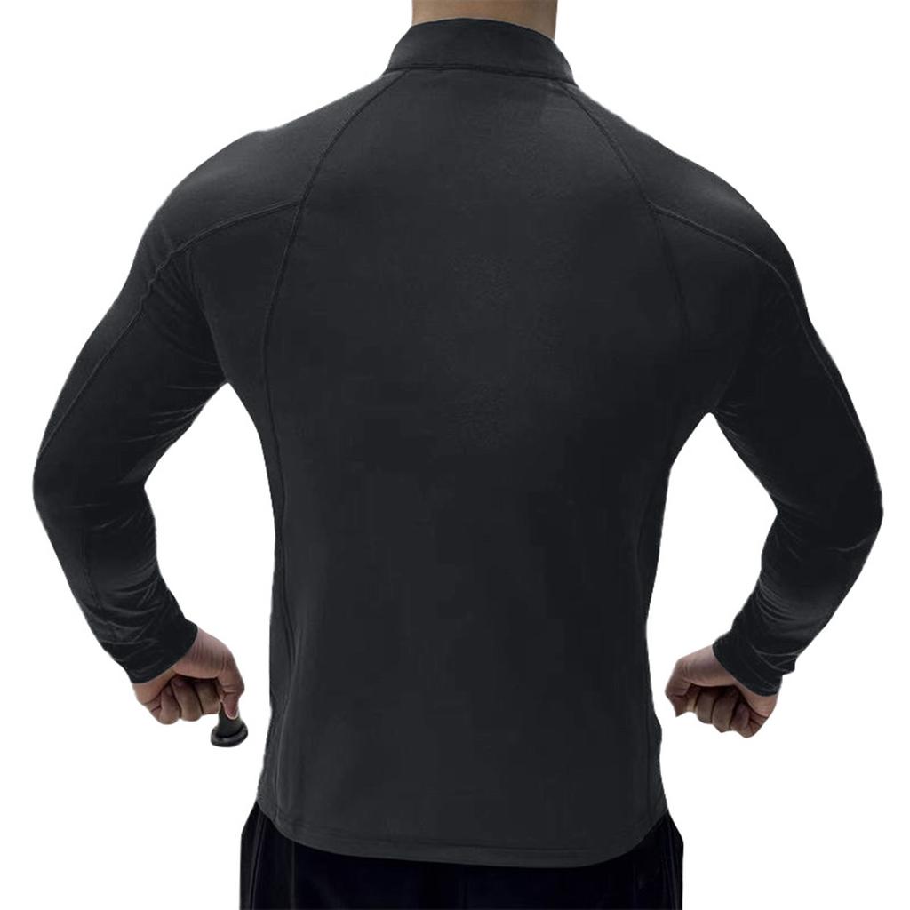 Men's Long Sleeved Half Zip High Elastic Basketball Sports Fitness Color Quick Drying Breathable Slim Fit Fashion Tops