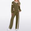 Women's Fashion Casual Long-Sleeve Solid Color Blocked Hoodie And Wide-Leg Pants Two-Piece Set