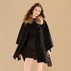 Sancai 100% Wool Double-Faced Mid-Length Coat with Raccoon Fur Collar