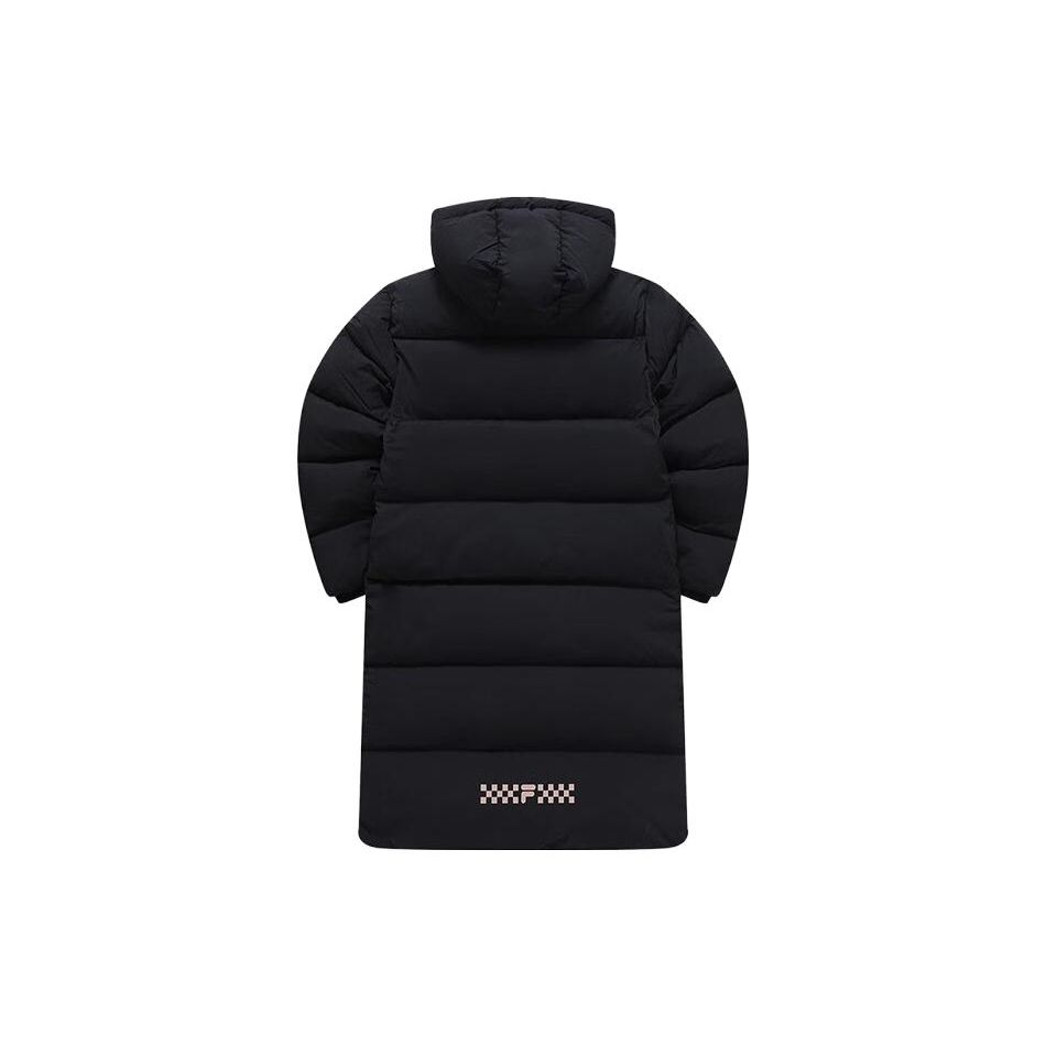 Fila Fusion FOB Series Solid Color Zipper Hooded Long Down Coat Unisex Outerwear Black T11U343905F-BK