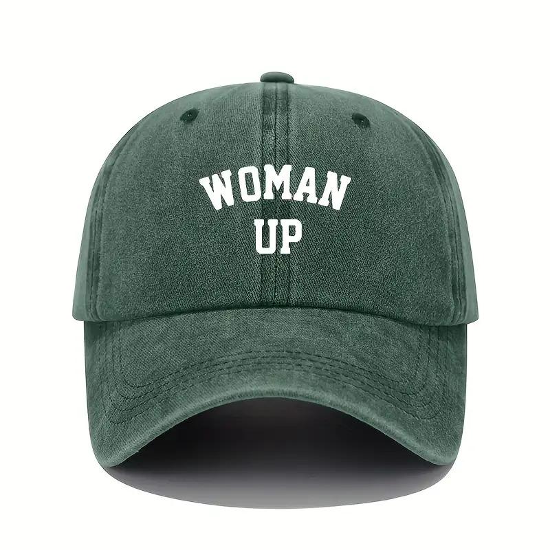 

WOMAN UP Baseball Cap, Adjustable Casual Style with Lettering, Perfect for Fall Winter, Casual Headwear Lettering Cap Adjustable
