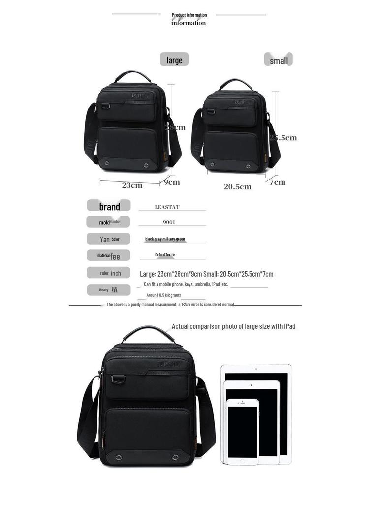 LEASTAT Men's Single Shoulder Fashionable Casual Oxford Cloth Multifunctional Crossbody Bag