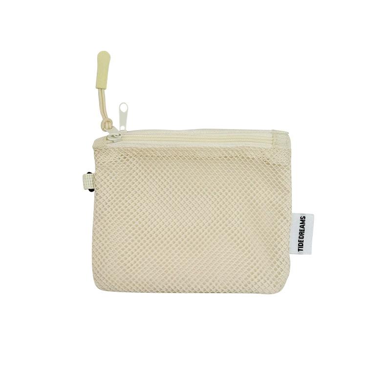

New Travel Makeup Storage Bags Mesh Coin Purse Simple Portable Mini Bag Multi-purpose Square Bag Double-layer Zipper Card Holder белый