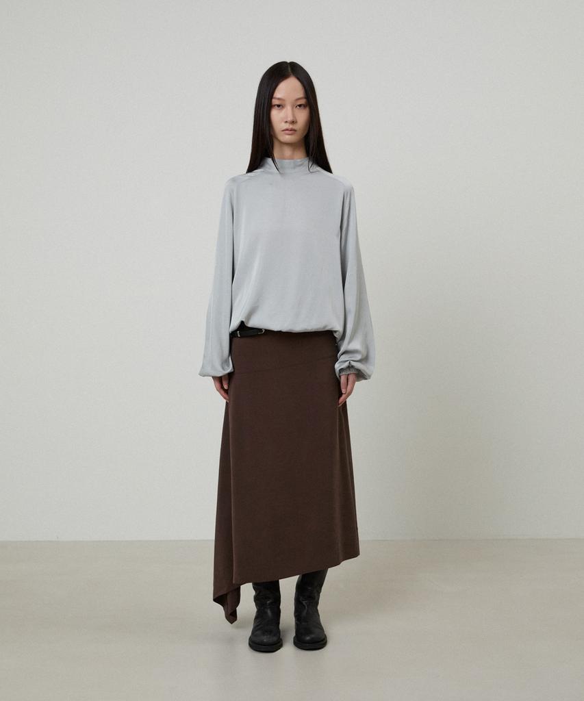 LMOOD WOMEN Cupro Drape Two-Way Skirt Sepia Brown
