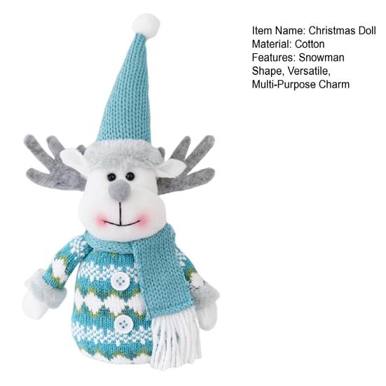 Christmas Doll Blue Snowman Santa Claus Reindeer Christmas Doll Handmade Plush Figure Ornament Home