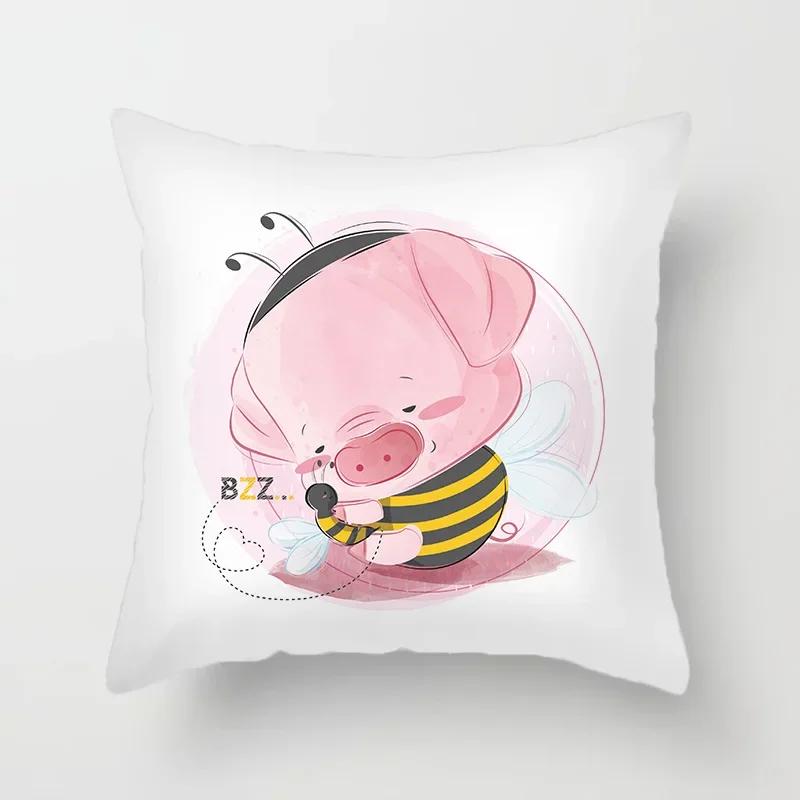 Tierdruck Kissenbezug Cartoonmuster Dekokissen Wohnzimmer Sofa Dekor Zuhause Stuhl Auto Schlafzimmer Dekorative Kissenhülle