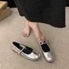 Retro Mary Jane shoes women's 2025 spring and autumn new one-word with light mouth round head single shoes flat bottom with skirt small leather shoes
