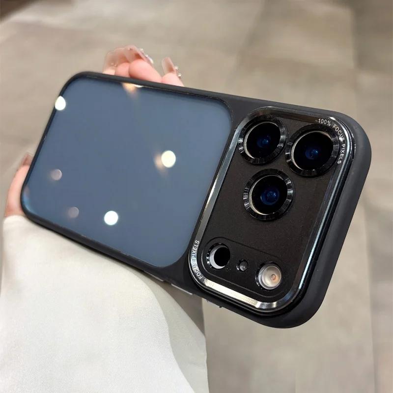 Luxury Orange Transparent Phone Case For iPhone 17 16 Pro Max 17 Pro 16 Metal Lens Shockproof Hard Acrylic Bumper Clear Cover