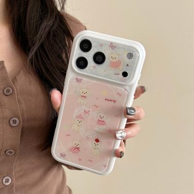 Kawaii Cartoon Bowknot Puppy Phone Cover For iPhone 17 Pro 16 15 Pro Max Protective Case Shockproof Cute Cases For Apple 16 Prom