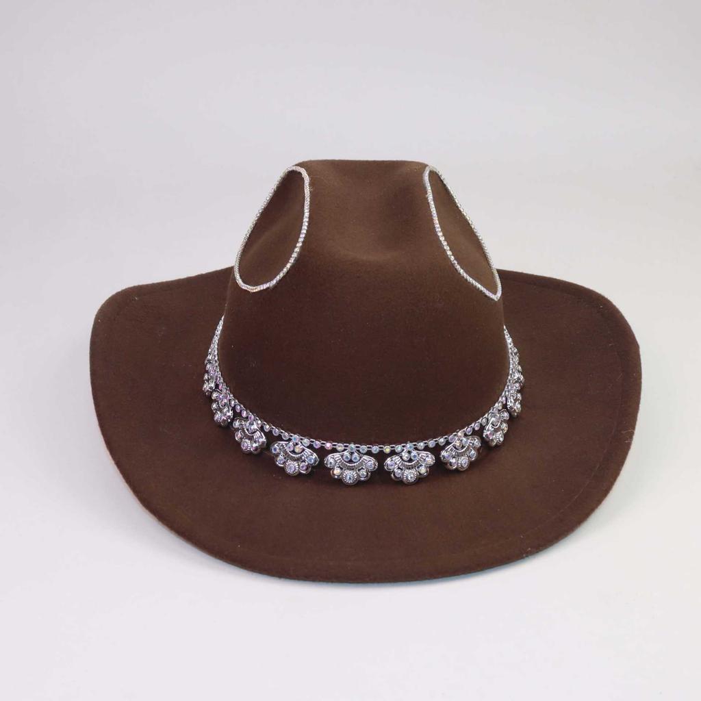 European and American bright diamonds shiny western cowboy top hat men and women outings party festival dance jazz hat