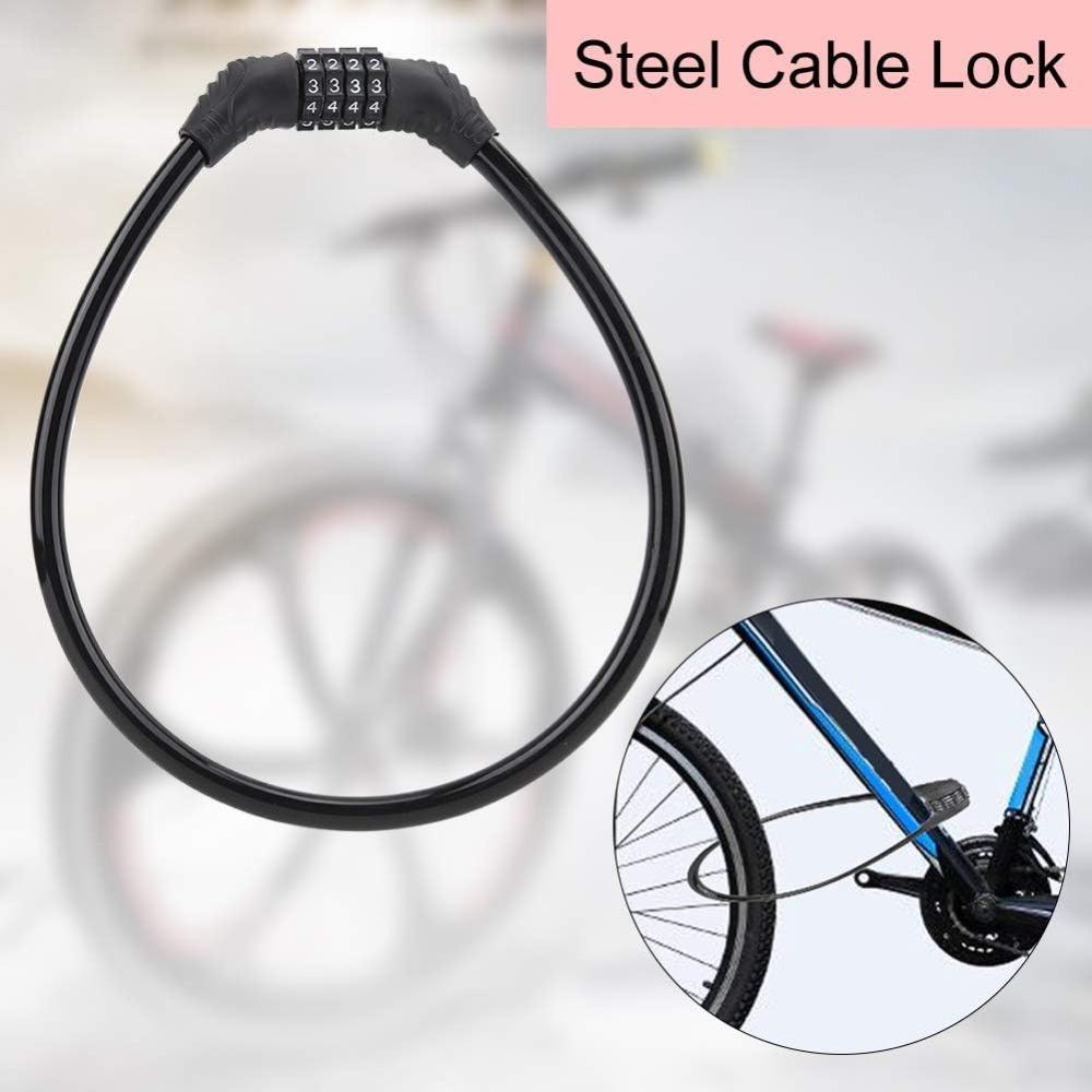 2PCS Steel Cable Bike Cable Lock 4 Digit Combination Ring Cable Lock Steel Cable Lock  Skateboards