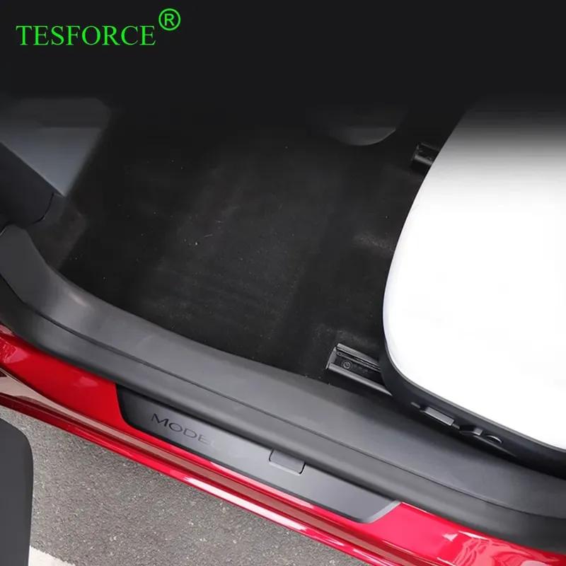 For Tesla Model 3 Highland 2023-2024 Door Sill Guards Strip Protective Mats Center Console Sides Rear Seat Trunk Guards TPE Pads