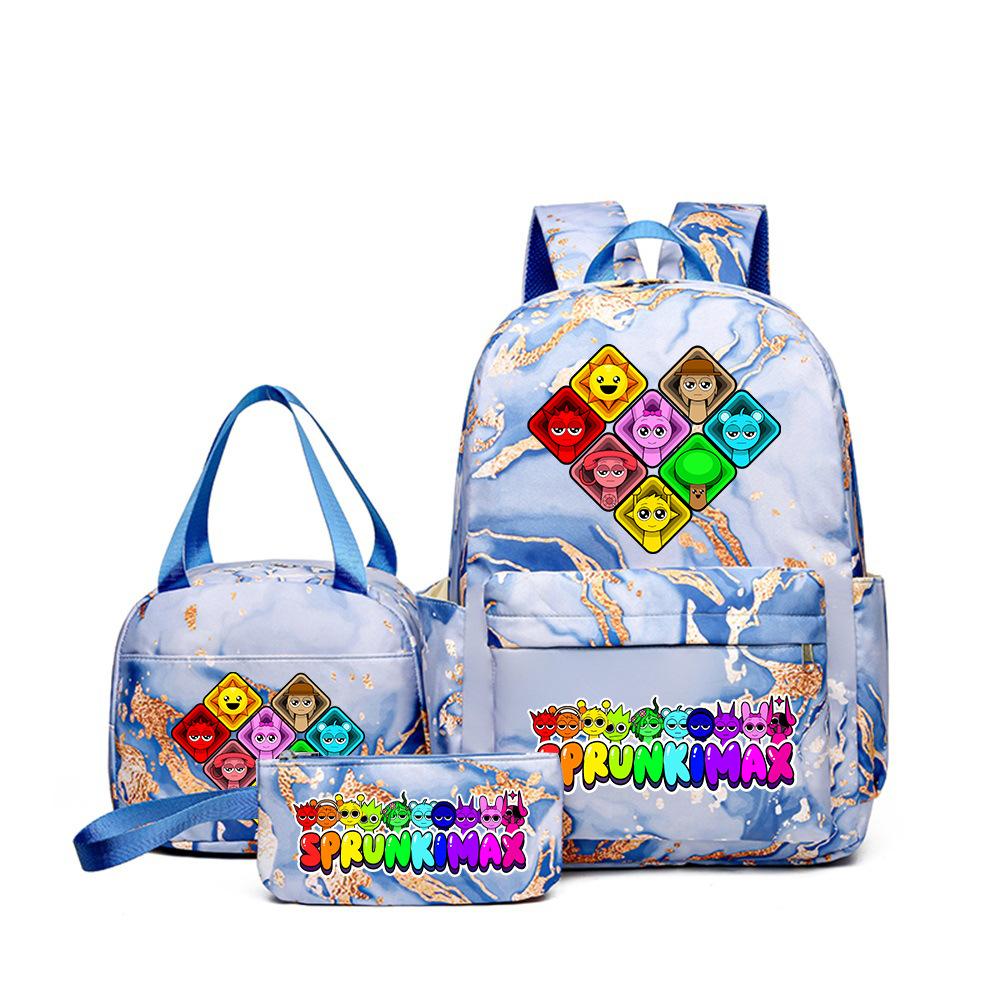 Popular Sprunki Rhythm Box Cartoon Elementary School Bag Children's Backpack Backpack Three-piece Set