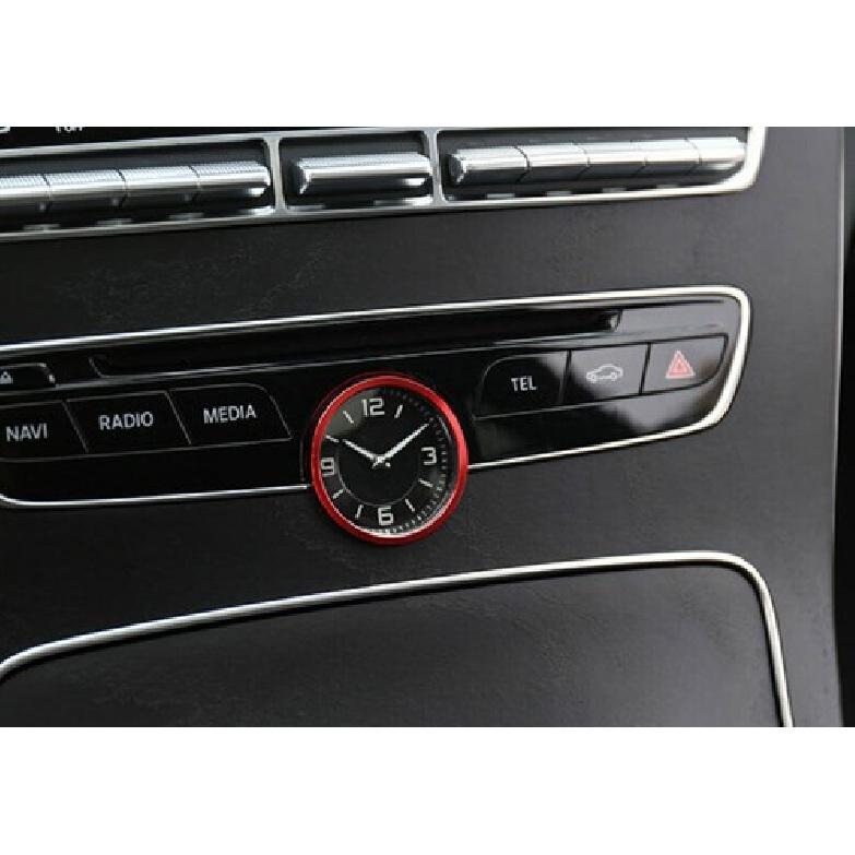 Red Aluminum Middle Console Clock Ring Cover Trim Fit For Benz C-Class 2015-
