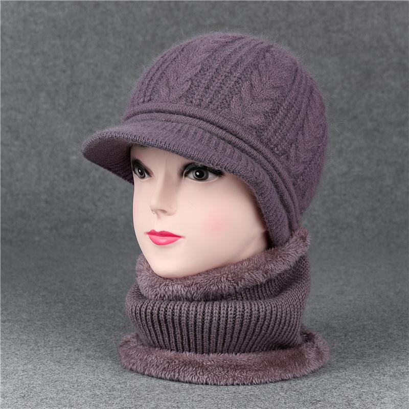 Duck Tongue Old Man Hat Female Grandma Autumn Winter Rabbit Wool Hat Knitted Thermal Basin Hat Middle-Aged And Elderly Mother Velvet