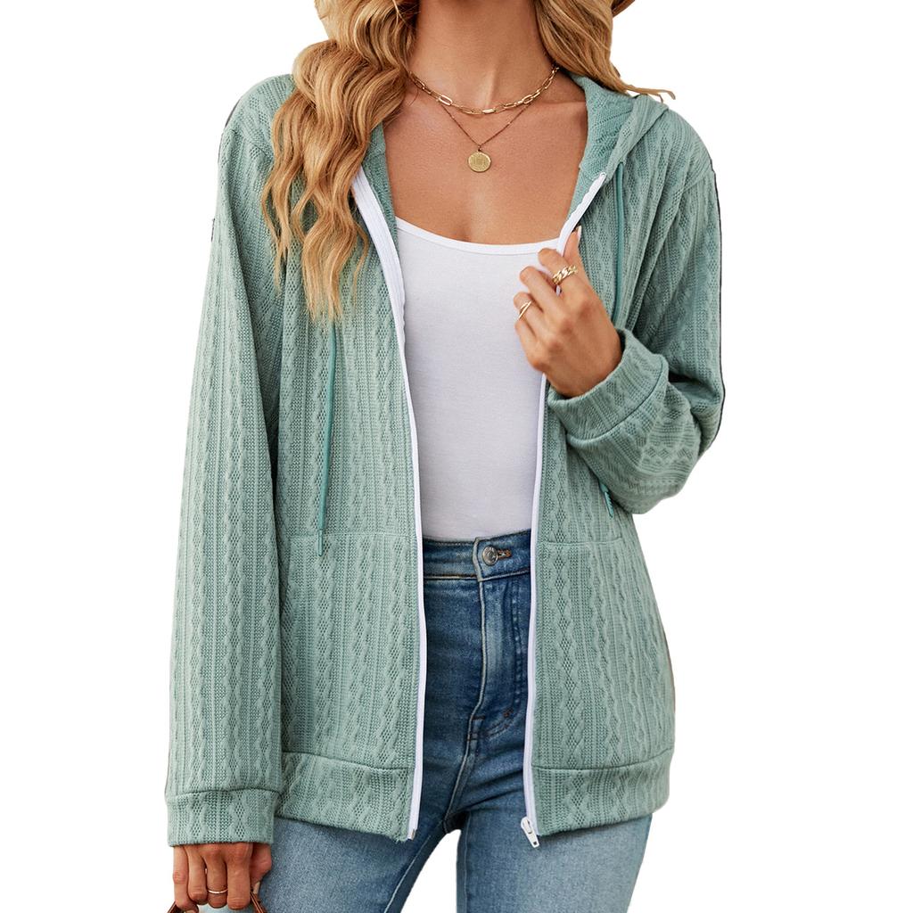 JKASHDK Women's Fashion Casual Solid Color Print Autumn Winter Long Sleeve Hooded Jackets & Coats