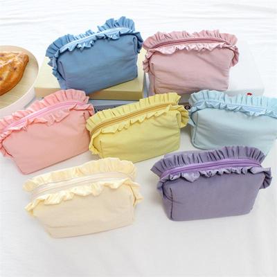 Rüschen Kosmetiktasche Mehrfarbig Niedliche Make-up Tasche Reißverschluss Reise Tragbar Toilettenartikel Organizer Tasche Für Frauen Mädchen