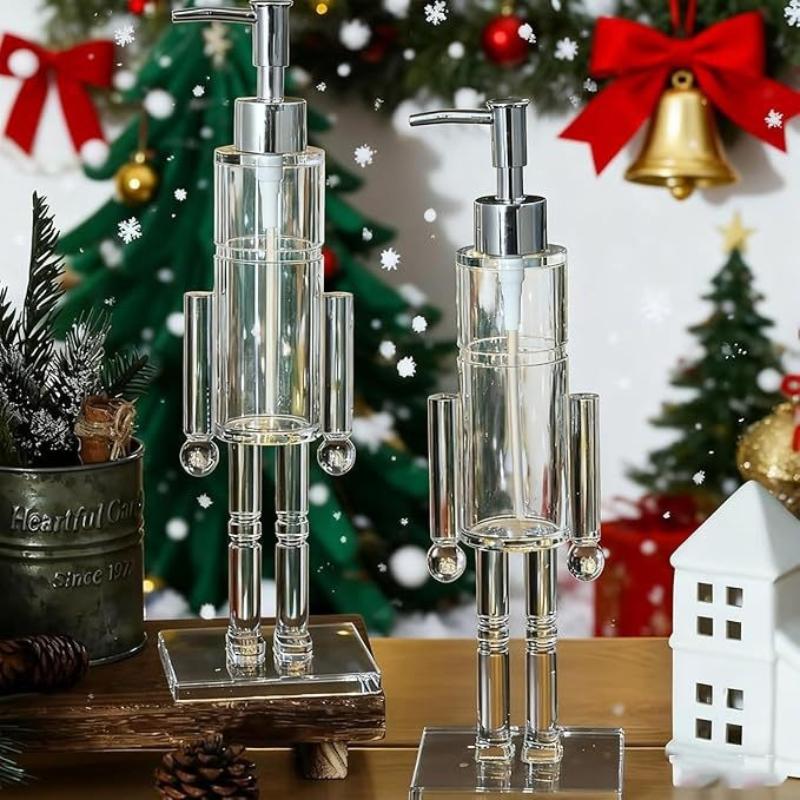 Nutcracker Soap Dispenser Liquid Soap Bottle Manually Pressing Soap Lotion Refillable Liquid Shampoo Hand Soaps Christmas Decor