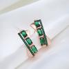 Boucles d'oreilles anglaises en zircon naturel vert pour femmes Plaqué or rose et noir Boucles d'oreilles vintage Bijoux de mariage