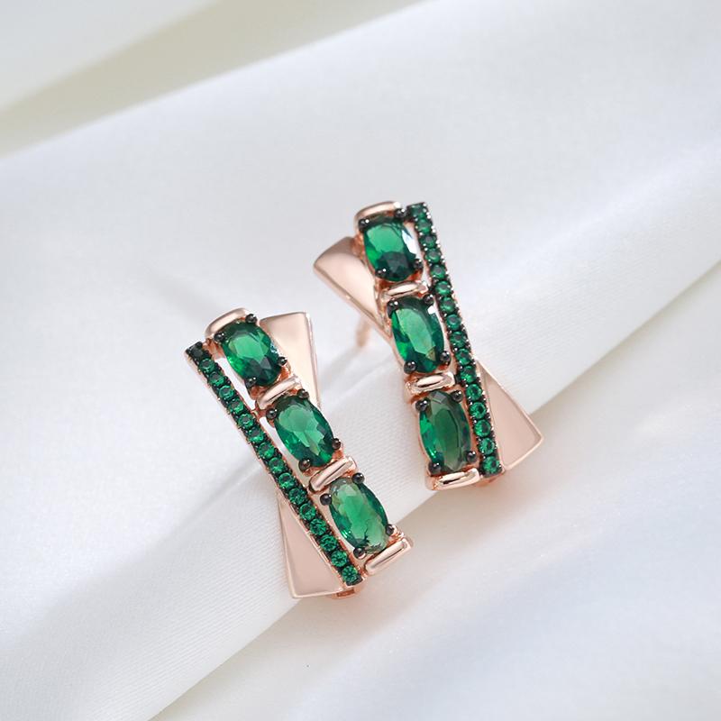 Green Natural Zircon English Earrings For Women Rose Gold And Black Plating Vintage Earrings Wedding Jewelry