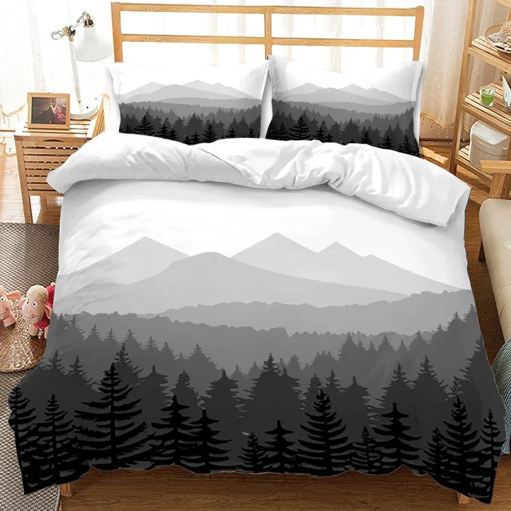 

3D Горный лес пододеяльник комплект снежных гор зимняя тема королевский размер одеяло покрывало для ребенка подростковый комплект постельного белья из полиэстера 135X200cm-2pcs