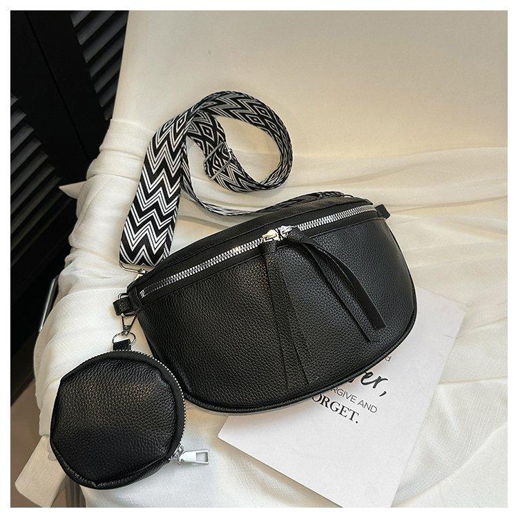 2026Casual Solid Color Commuter Bag Simple Western Style Street Style Fashi Crossbody Chest Bag Travel Waist Bag Two-piece Set
