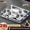 HANDUNYOU 316 Stainless Steel 4-Compartment Divided Dinner Plate