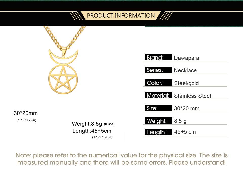 Dawapara Gehörnter Gott Cernunnos Siegel Anhänger Halskette Pentagramm Dreifache Göttin Symbol Edelstahl Wicca Schmuck