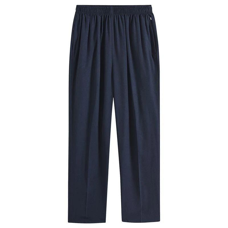 Men's Lightweight Grey Elastic Waist Straight Leg Pants