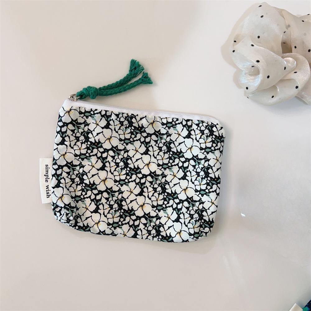 Mini-Baumwoll-Blumen-Organizer-Taschen für Damen, kleine Stoff-Kosmetik-Make-up-Tasche, kleine Geldbörse, Münzfach, Kinder-Kosmetiketui
