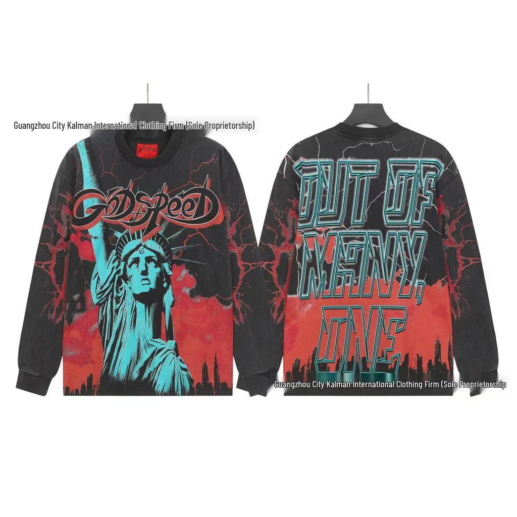 Godspeed Skull Rock Retro Pure Cotton Hoodie - Autumn/Winter American Style Streetwear for Men