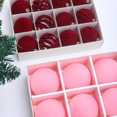 9/12/30 Stuks/set flanellen Kerstbal Set Uitgesneden 6/8cm Kerstboom Hangend Ornament Hangend Rode Kerstdecoraties