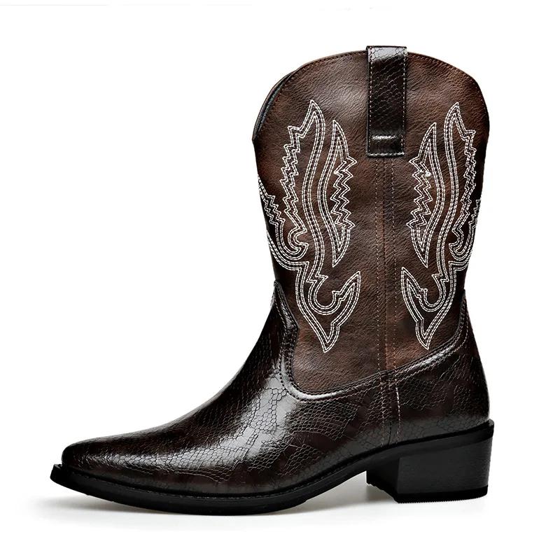 Fashion Autumn Winter Retro Knight Boots for Men Fashion Casual Leather Designer Luxury Shoes Male Big Size Solid Color Chelsea Boot Men