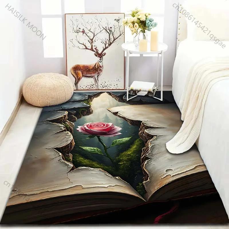 Visual Arts Roses In The Cracks Print Carpet for Bedroom Living Room Bedside Sofa Floor Mat Modern Home Decor Area Rug Multisize