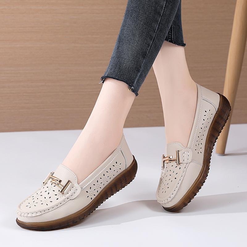 Women Moccasins Penny Loafers Casual White Nurse Footwear Summer Hole Driving Walking Shoes Plus Size