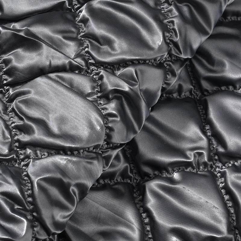 Matte PU Leather Quilting Ultrasonic Embossing Fabric, Quilted Cotton Composite Fabric for Clothing Luggage, 137cm Width