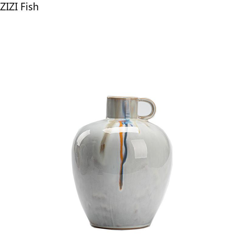 Creative Fluid Stripes Painted Ceramic Vase Plant Pots Table Decoration Flowers Arrangement Floral Vases Room Aesthetic Decor