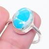 Natural Larimar Gemstone Handmade 925 Sterling Silver Jewelry Ring Size 7.5 k8Z25