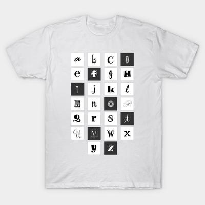 T-shirt Donna Alfabeto in Scatole Stampa Harajuku Kawaii T-shirt Estiva Manica Corta T-shirt Top da Donna