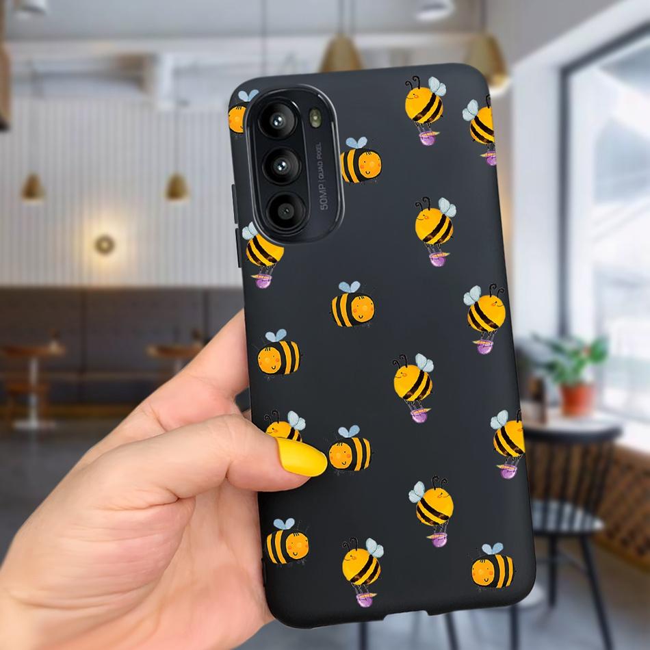 For Moto G52 Case G22 2022 Fashion Girl Flower Pattern Black Silicone Soft Phone Cover For Motorola Moto G52 G52 Cover G42 4G