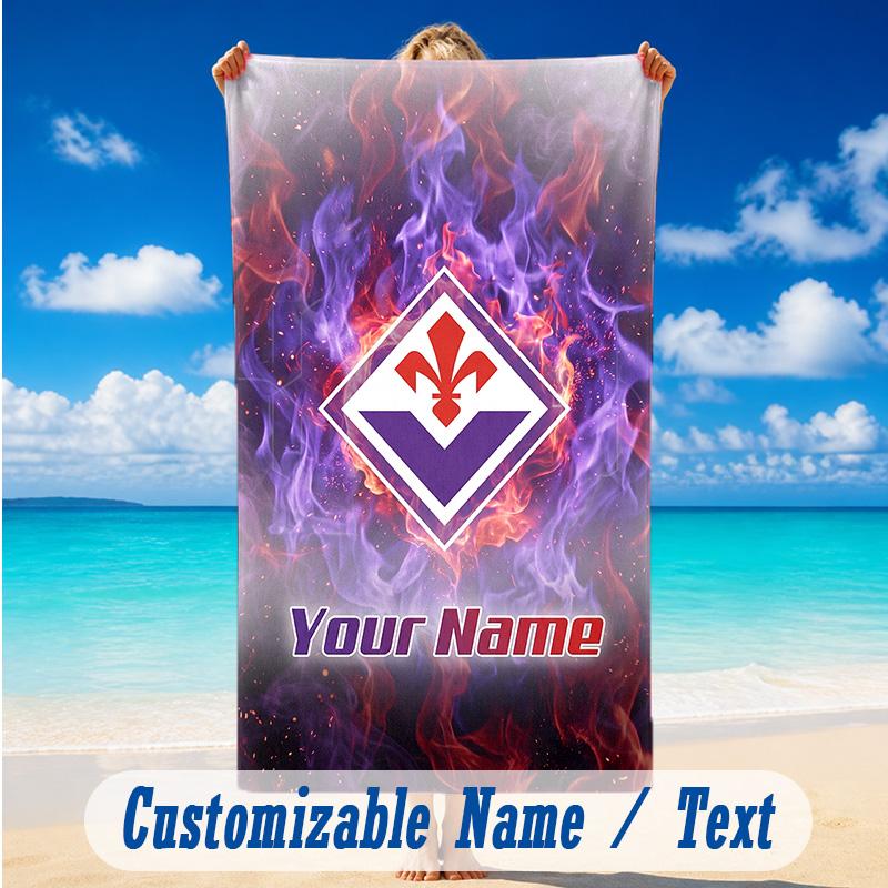 Beach Towel Custom Name Text, Quick Dry Large Towel For Beach HomeFiorentina FC