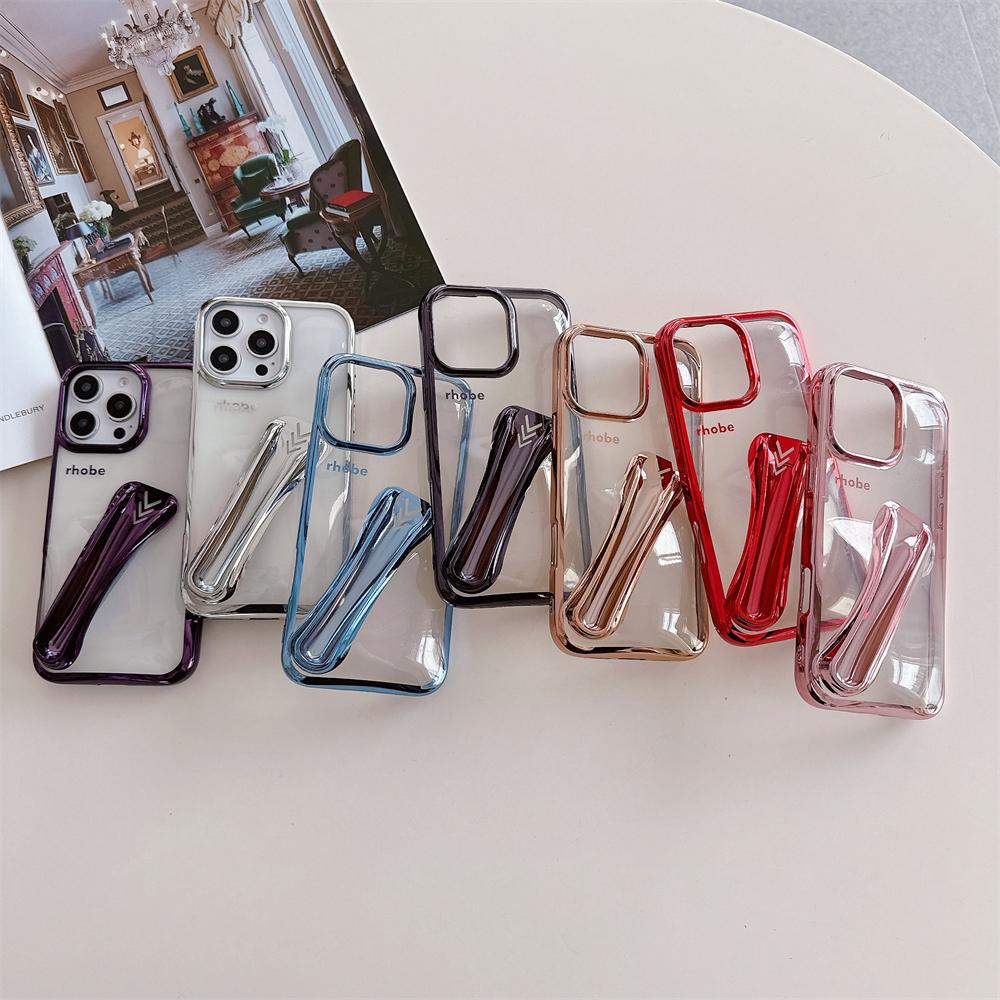New Plating Clear INS Lipstick Phone Case For iPhone 16 15 14 13 12 11 Pro Max Plus Portable Lip Gloss Holder Hot Soft Cover
