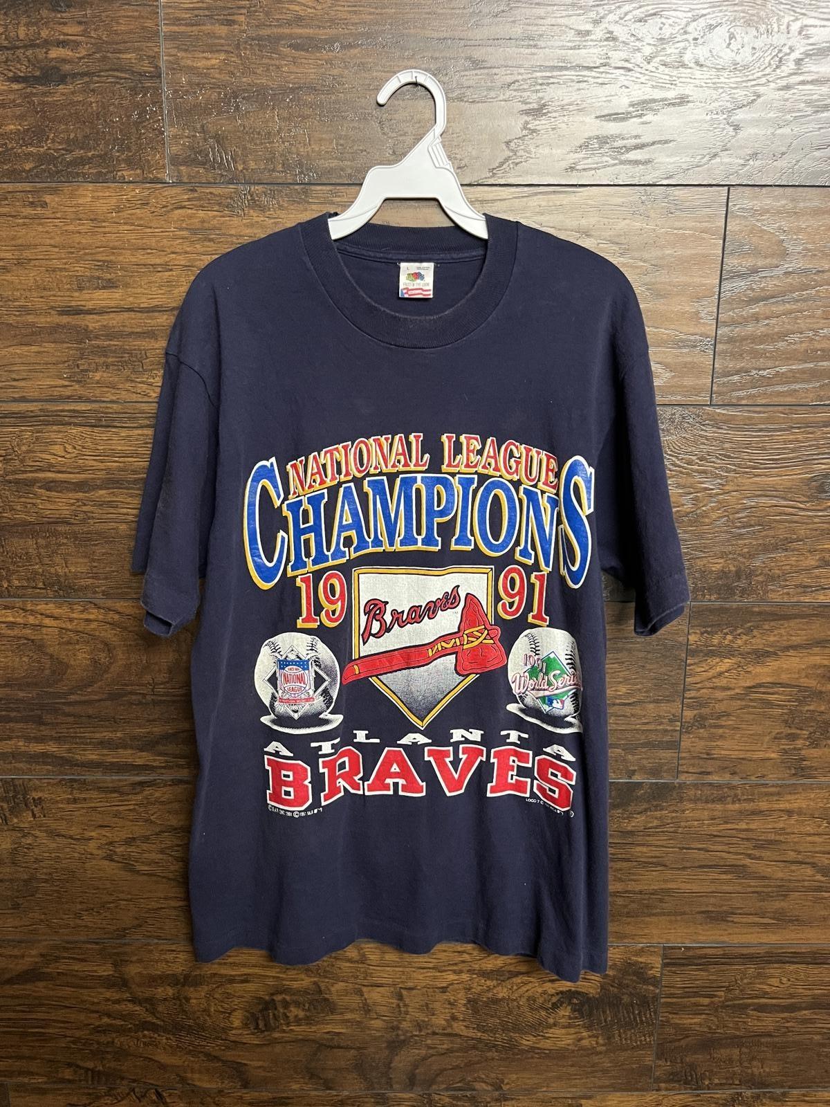 VTG Atlanta Braves T-shirt 1991 National League Champs L L