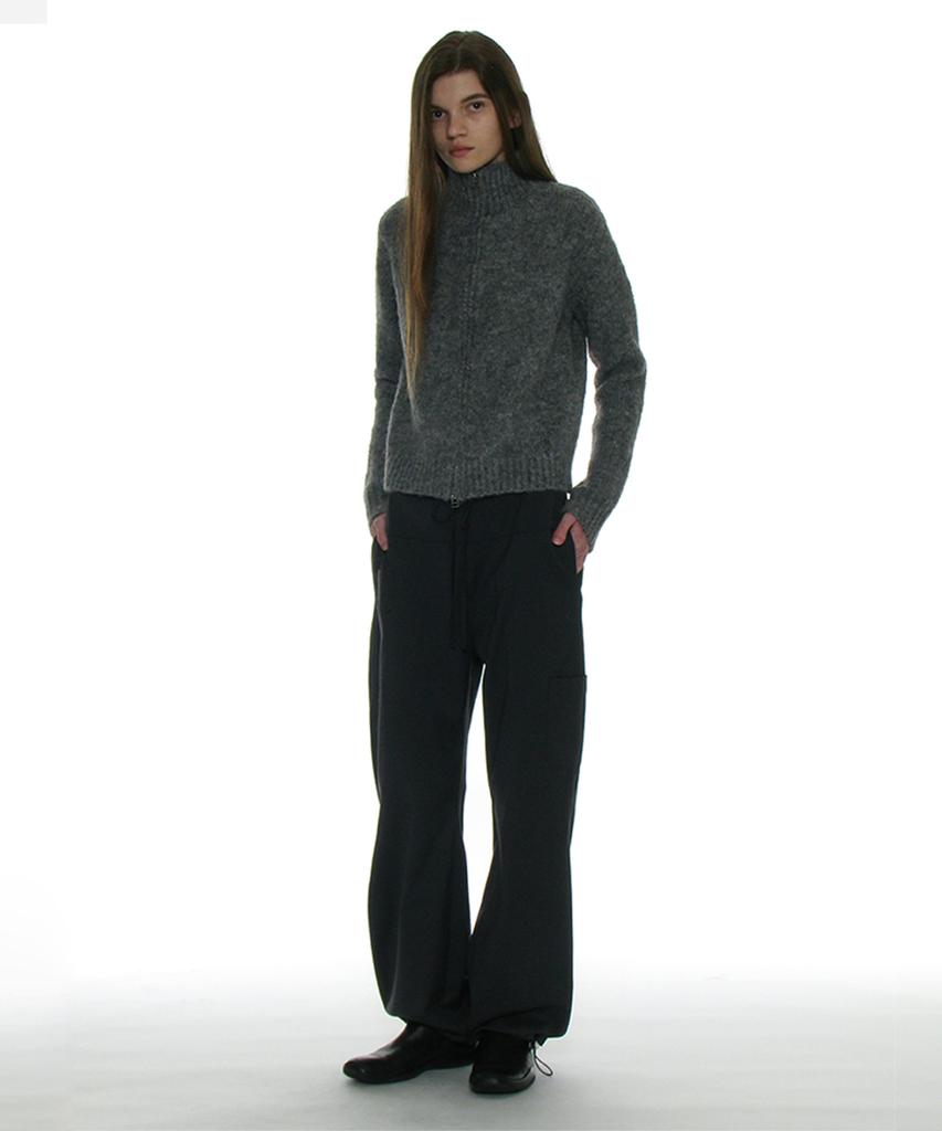 PARTIMENTO WOMEN Drawstring Rounding Slacks_Charcoal