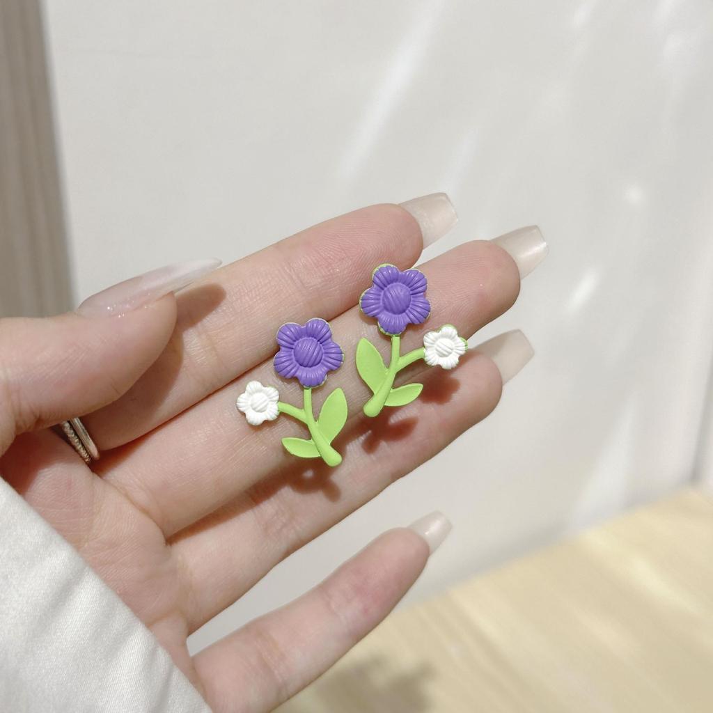 Elegant Floral Bow Earrings - High-End French Design for Women