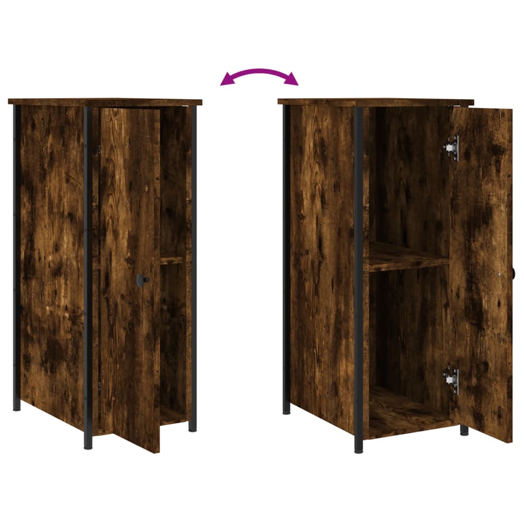 Nightstand Smoked Oak 32x42x80 Cm Engineered Wood
