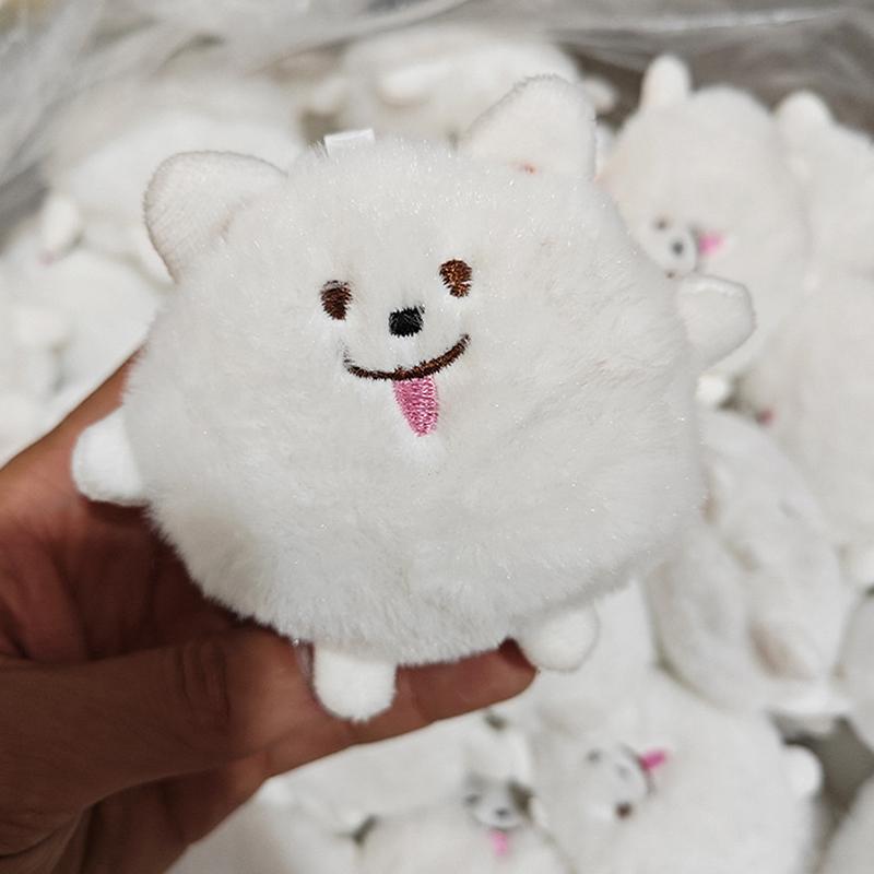 1Pc Kawaii Samoyed Plush Doll Squeak Toy Stuffed Animal Doll Keychain Plushies Toys Key Holder Bag Pendant Car Key Accessories