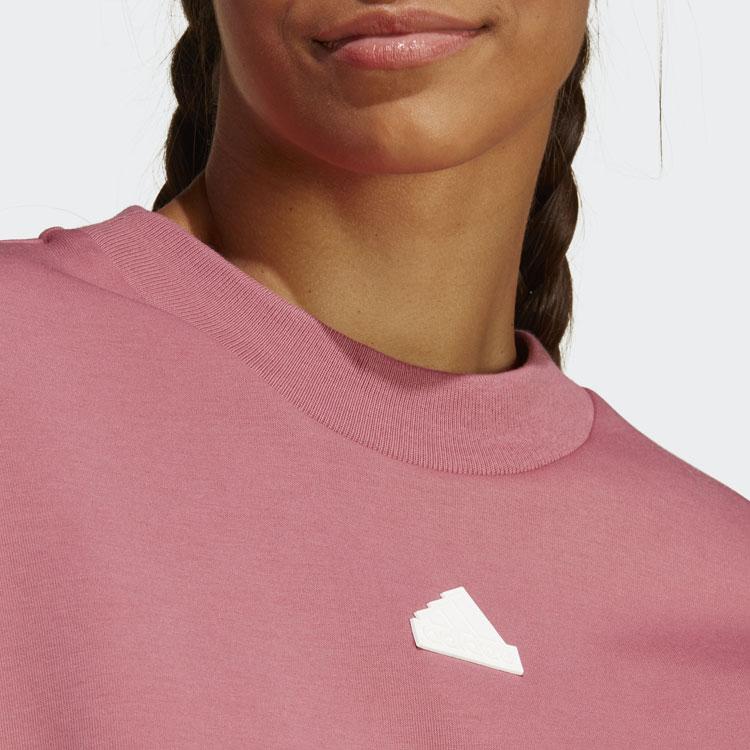 Adidas Logo Stripe Long Sleeve Pullover Sweatshirt Women Tops Magenta IB8498