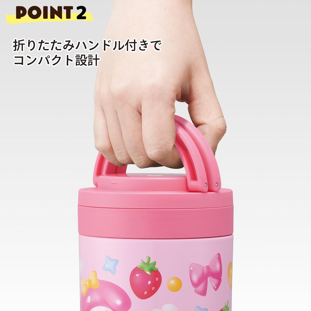 Skater Insulated Soup Large Capacity with Folding Sanrio My Melody Puffy Balloon Jar, 500ml, Handle, Design, LJFO5-A