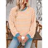 Simple Home Leisure New, Striped Pattern Round Neck Trend Long Sleeve, Pullover Color T-shirt